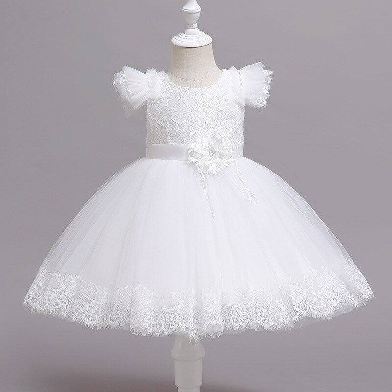 Tutu Friesen Blume Baby Mädchen Kleid für Hochzeitsfeier ärmellose Säuglingsbabykleider für 1. Geburtstag Kleinkind Taufe Kleidung