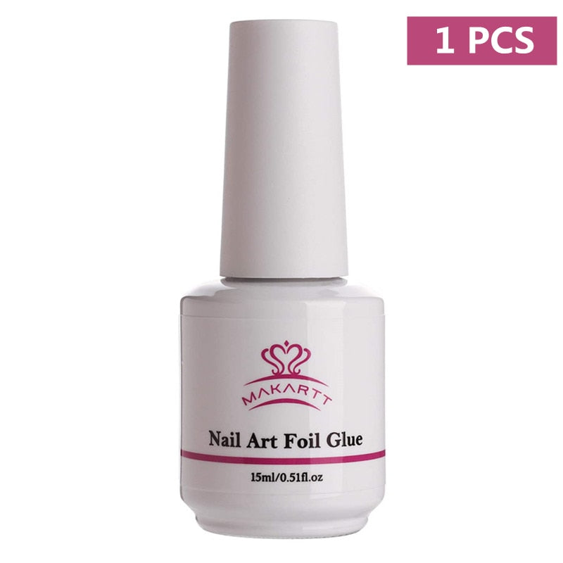 Makartt Nail Art Foil Glue Gel para pegatinas de papel de aluminio Nail Transfer Tips Manicure Art DIY 15ML 1 Botellas Lámpara de curado de uñas Requerido