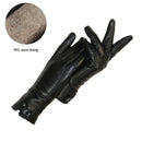 New Women's Gloves Genuine Leather Winter Warm Fluff Woman Soft Female Rabbit Fur Lining Riveted Clasp High-quality Mittens