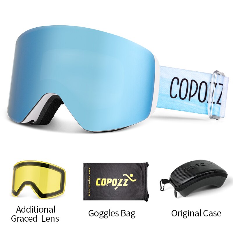 COPOZZ OTG Magnetische Skibrille Snowboard Maske für Männer Frauen Personalisierte Brillen Zylindrischer UV400 Schutz Schneebrille Erwachsene