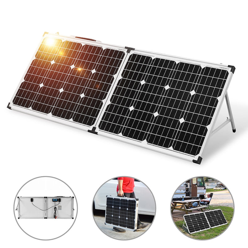 Dokio 18V 100W (2*50W) Foldable Solar Panel 12V Solar Battery Charge Cell Solar panel Sets With 12V 10A Controller Solar Syste