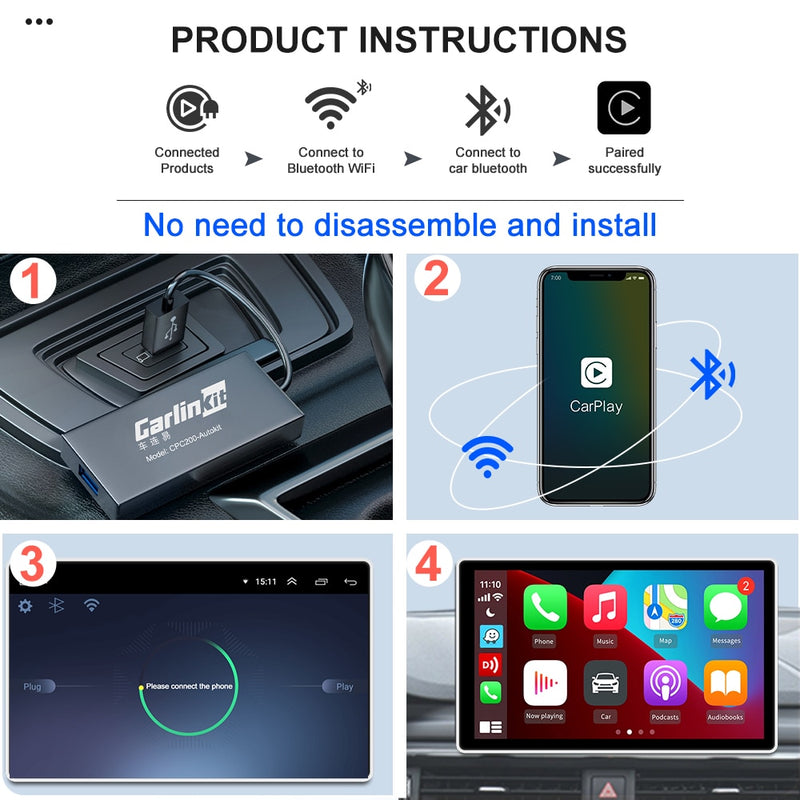 Carlinkit con cable/inalámbrico CarPlay inalámbrico Android Auto Dongle espejo para modificar Android pantalla coche Ariplay Smart Link IOS 14 15