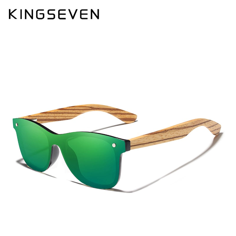 KINGSEVEN Handmade Brand Design Zebra Polarized UV400 Sunglasses Men/Women Mirror Lens Original Wood Eyewear Oculos de sol