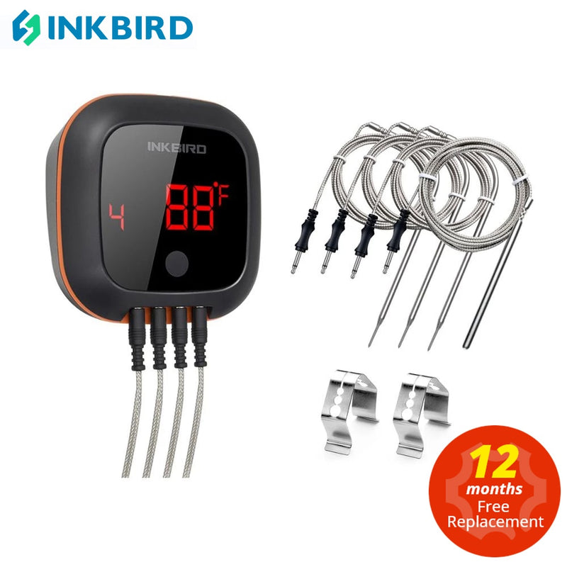 INKBIRD IBT-4XS Digitaler Rotations-Lesebildschirm BBQ-Fleisch-Kochthermometer Bluetooth-Verbindung, magnetisches Design und 2/4 Sonden