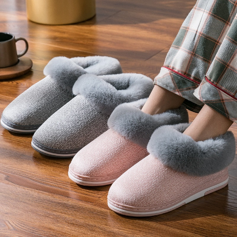 2022 Faux Fur Winter Warm Shoes Woman Men Indoor Slippers Soft Plush Anti-slip Lovers Home Floor Slipper Cotton Slides SH08271