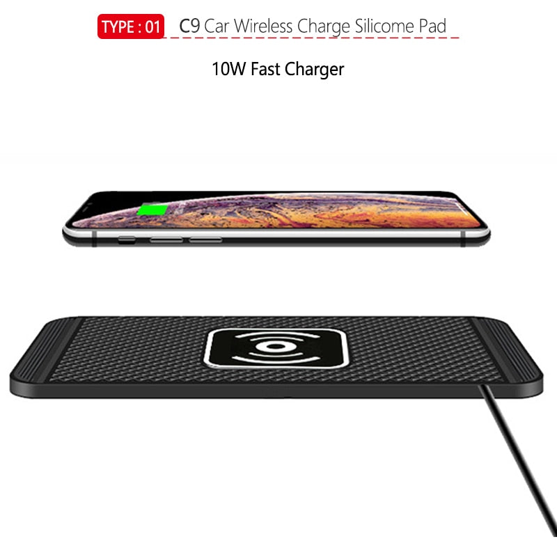 10W Wireless Car Phone Charger Fast Charging pad mat For iPhone 11 12 13Pro XR Max Samsung S9 Xiaomi Huawei Smartphone Charger