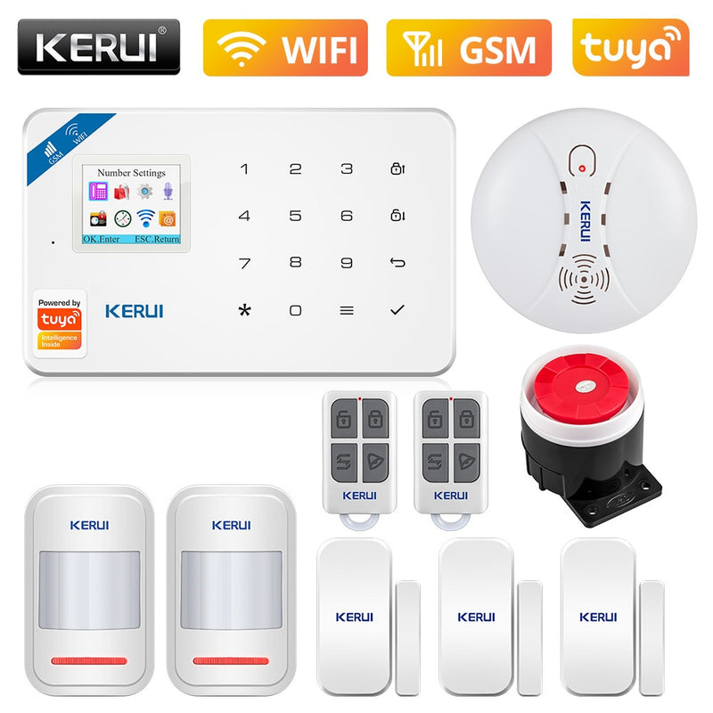 KERUI W181 WIFI GSM Home Security Tuya Smart Alarm System APP Control Wireless Door Sensor PIR Motion Detector Burglar Alarm Kit