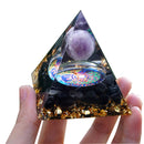 Orgonite Pyramid 60mm Amethyst Crystal Sphere With Obsidian Natural Cristal Stone Orgone Energy Healing Reiki Chakra Multiplier