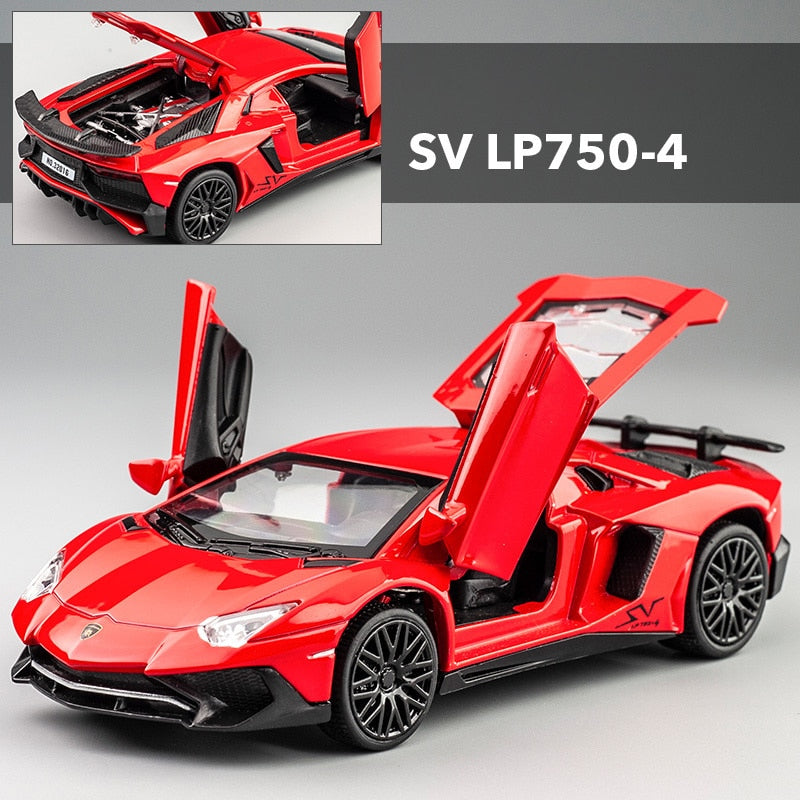 LP770 LP750 1:32 Lambos Car Alloy Sports Car Model Diecast Sound Super Racing Lifting Tail Hot Car Wheel For Children Gifts