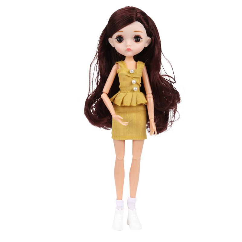 New Edition 11 Joint Moveable Body 26cm 1/6 Doll Purple Brown Eyes with Fashion Clothes Shoes Style Dress Up Baby Dolls DIY Toy