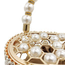 Boutique De FGG Pearl Beaded Evening Bucket Clutch Bag Women Luxury Rhinestone Shoulder Bag Party Purse Ladies Diamond Handbags