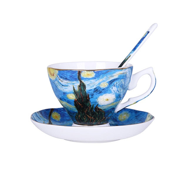 Las nuevas tazas de café con pintura artística de Van Gogh, los girasoles de la noche estrellada, el sembrador, lirios, tazas de té y café de Saint-Remy