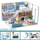 Cutebee DIY Dollhouse Kit Apartment Loft Wooden Miniature Doll Houses With Furniture LED Lights for Children Birthday Gift