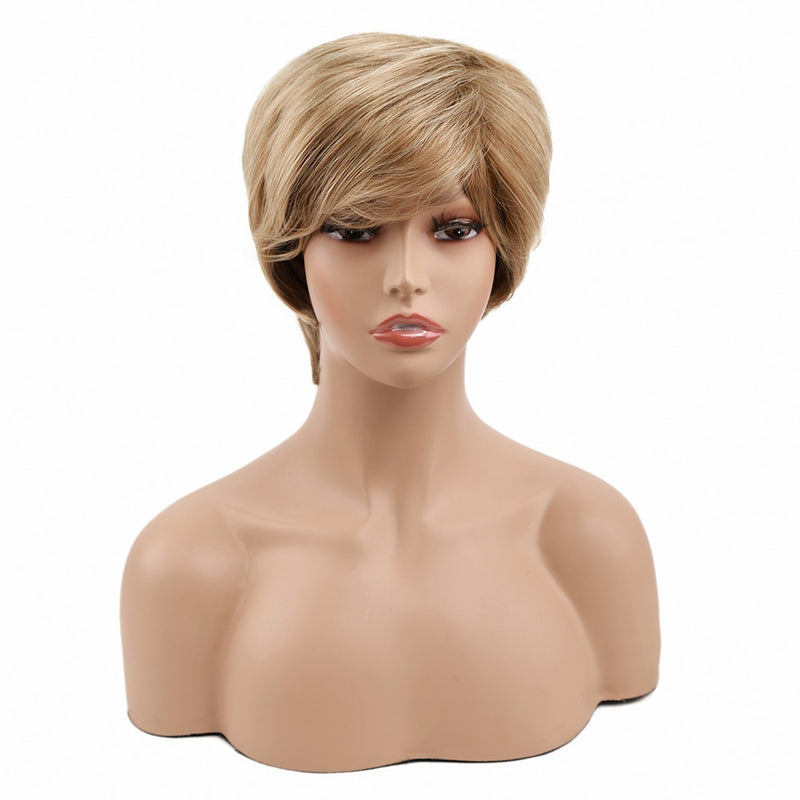 Amir Synthetic Brown Wig Short blonde Wigs Natural Wave Haircut Puffy Straight Hair Wigs for American Africa Women