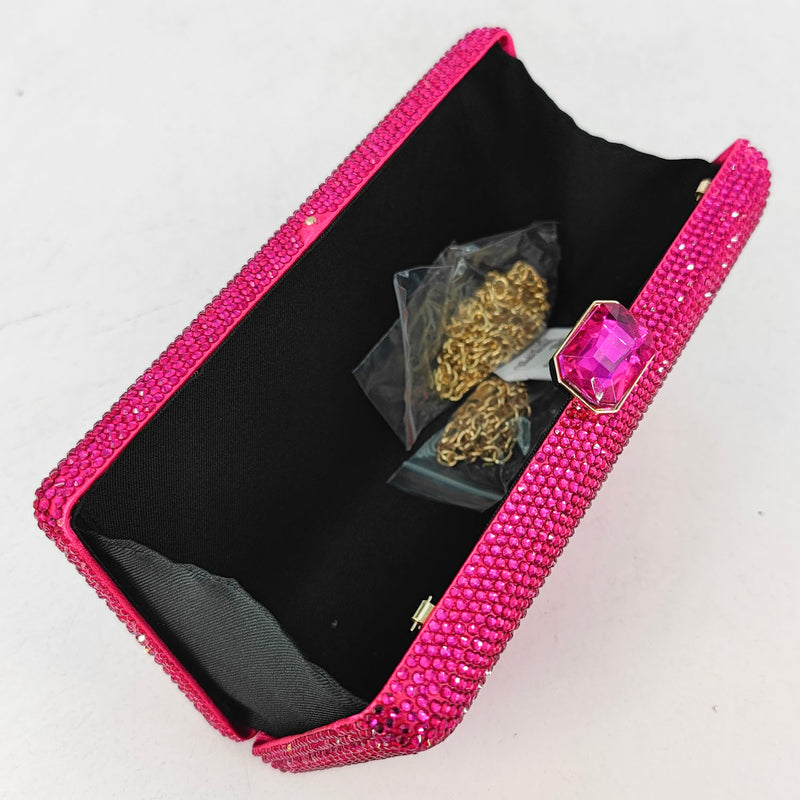 Boutique De FGG Fuchsia Damen Kristall Clutch Abendtaschen Hochzeit Braut Strass Box Handtaschen Party Dinner Diamond Geldbörse