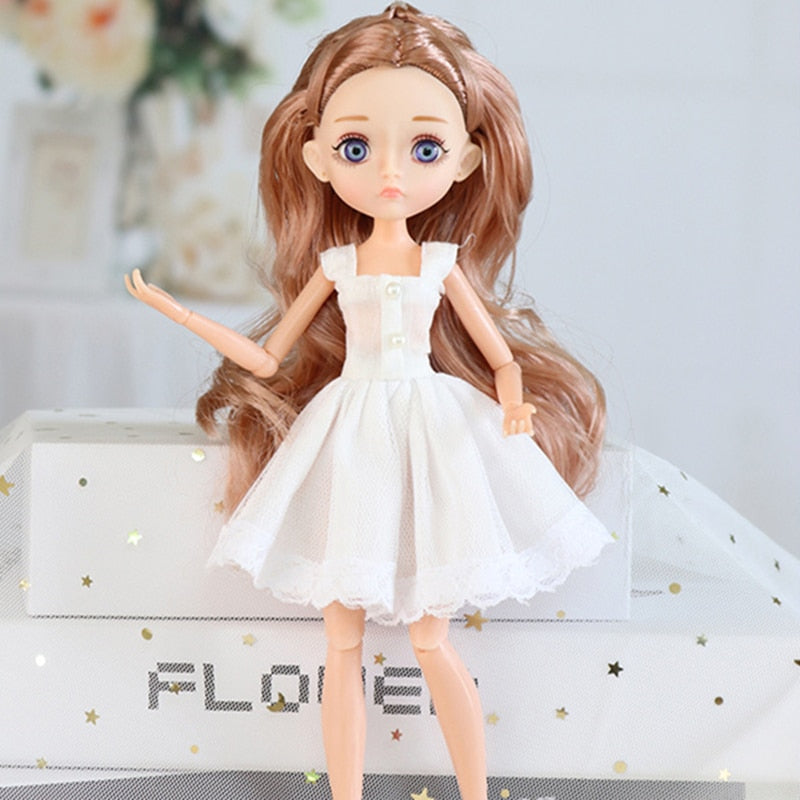 New Edition 11 Joint Moveable Body 26cm 1/6 Doll Purple Brown Eyes with Fashion Clothes Shoes Style Dress Up Baby Dolls DIY Toy