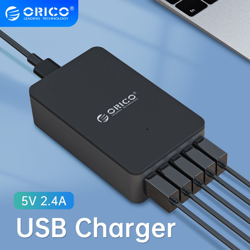 ORICO 5 Ports USB-Ladegerät 5V2.4A Desktop-Ladestation 8A 40W USB-Ladegerät für iPhone Samsung Handy Tablet