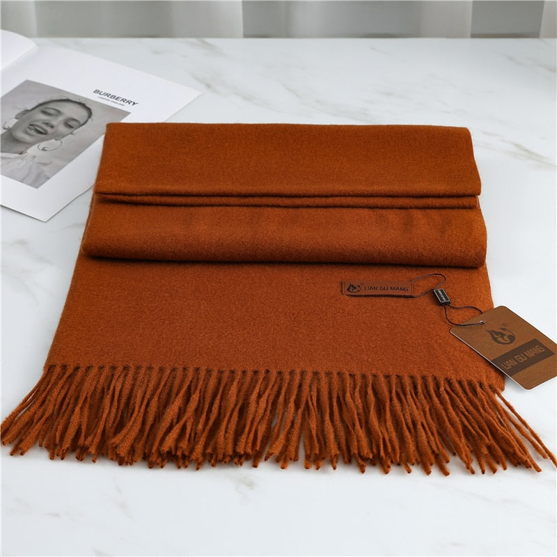2022 Winter Cashmere Scarf Women Thick Warm Pashmina Shawls Wraps Solid Color Tassel Lady Blanket Echarpe Bufanda Hijab