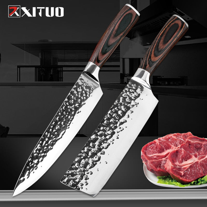 XITUO Küchenmesser Chef 8 Zoll 7 "Edelstahlmesser Sushi Fleisch Santoku Japanisch 7CR17 440C High Carbon Messer Kochen