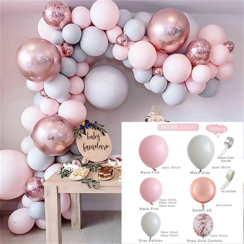 Hot Pink Balloon Garland Arch Kit Butterfly Stickers Chrome Rose Gold Latex Balloons for Birthday Wedding Baby Shower Decoration