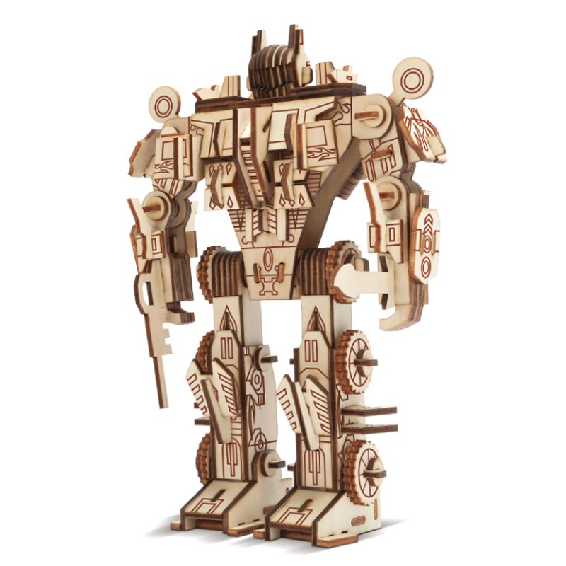 Robot Model Wood Puzzles Laser Cutting 3D Wooden Jigsaw Puzzle Educational Toys DIY Indoor Handmade Boys Toy For Kids Adults