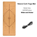 Jusenda, esterilla de Yoga TPE de corcho Natural de 5mm, esterillas de Fitness de 183x61cm, almohadilla de Pilates para gimnasio, esterilla deportiva para ejercicio de entrenamiento con línea corporal de posición