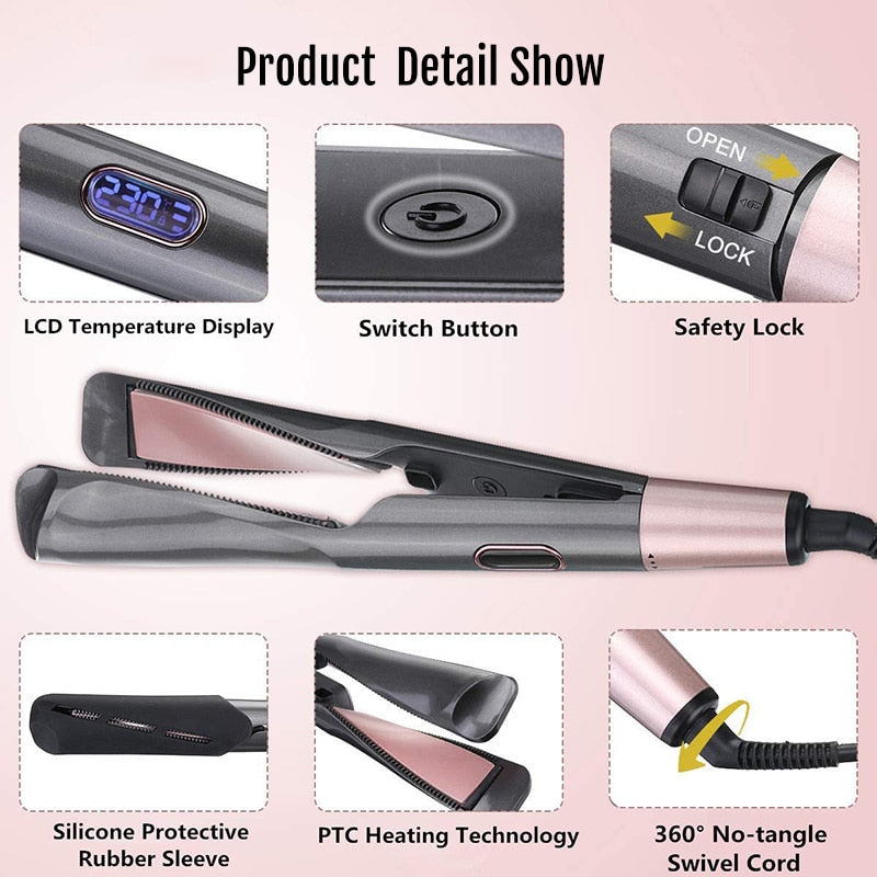 Hair Curler & Straightener 2 in 1,  Spiral Wave Curling Iron, Professional Hair Straighteners, Fashion Styling Tools, New Arrive