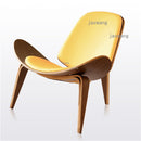 Nordic Solid Wood Backrest Living Room Chairs Lazy Leisure Armchair Household Furniture Modern Leather Single Sofa Shell Chair