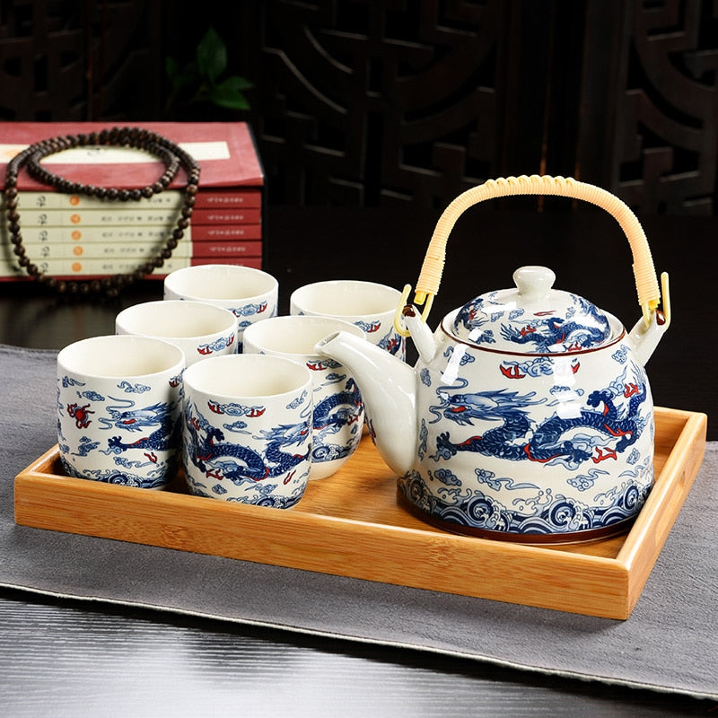 Hot Sale Yixing Ceramic Tea Set Tea Tray Outdoor Camping Mountaineering TeaSet Chinese Tea Ceremony NLSLASI tea pot and cup set