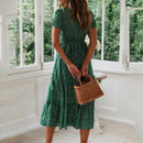 Vestidos Vintage Vintage Print Puff Sleeve Sommer Strand süße Kleider Casual Square Kragen Blumen Maxi langes Kleid 2022 festa