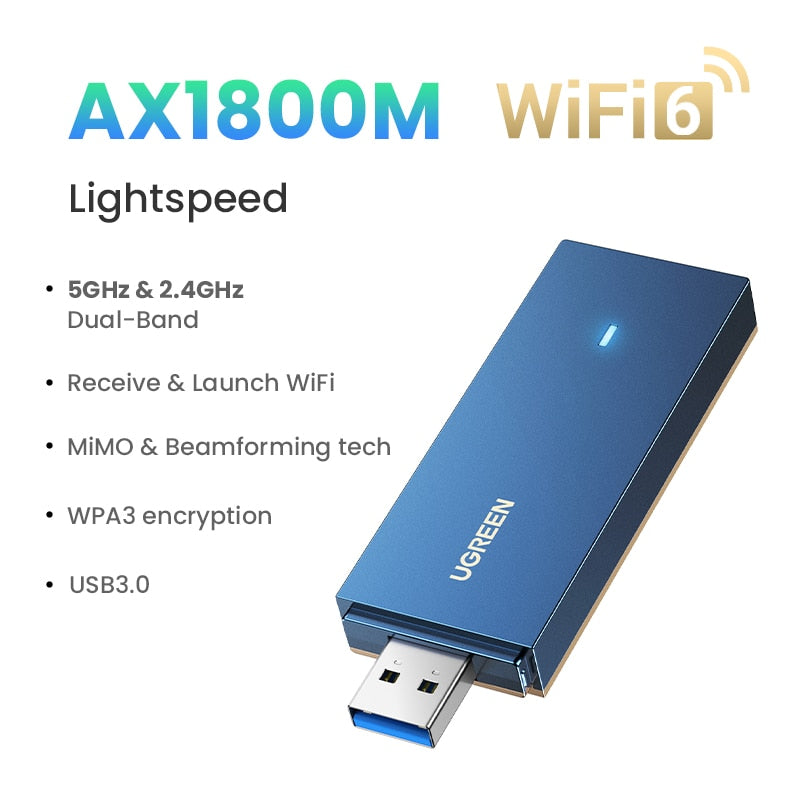 UGREEN WLAN-Adapter AX1800M WiFi6 5G&amp;2.4G USB-WLAN-Karte für Desktop-Laptop WLAN-Antenne USB-Ethernet-Netzwerkkarte WLAN-Dongle