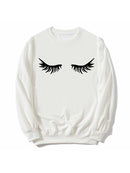 Fashion Eyelashes Women's White Sweatshirt Makeup Lashes Mascara Funny Tumblr Female Comfortable Graphic Aesthetic Top Sudaderas
