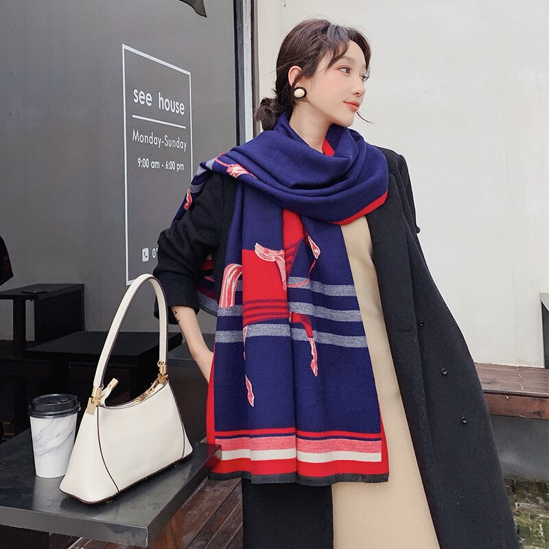 New Letter Cashmere Scarf Winter Fashion Women Double-sided Warm Shawl Female Bufanda High Quality Pashmina Blanket Wraps 2022