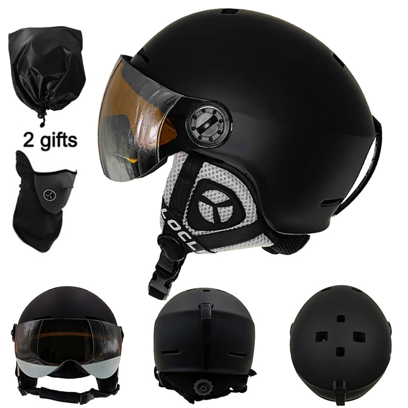 LOCLE Casco de esquí Hombres Mujeres Niños Ultraligero Deportes al aire libre Snowboard Skateboard Casco de esquí Motocicleta Casco de moto de nieve