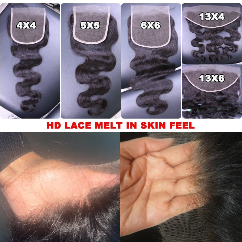 Queen Hair Real HD Invisible 4x4 5x5 6x6 7x7 13x4 13x6 Pre Plucked Lace Closure 100% Virgin Human Hair HD Lace Frontal Only