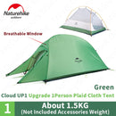 Naturehike Cloud Up, tienda de campaña mejorada para exteriores, para una sola persona, 20D de silicona, 1,2 kg, tienda ultraligera, portátil, para acampar, senderismo, playa