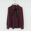 Bow Shirts Woman Long Sleeve Button Chiffon Blouse Women 2022 New Embroidery Blouses Butterfly Sleeve Casual White Shirt Femme