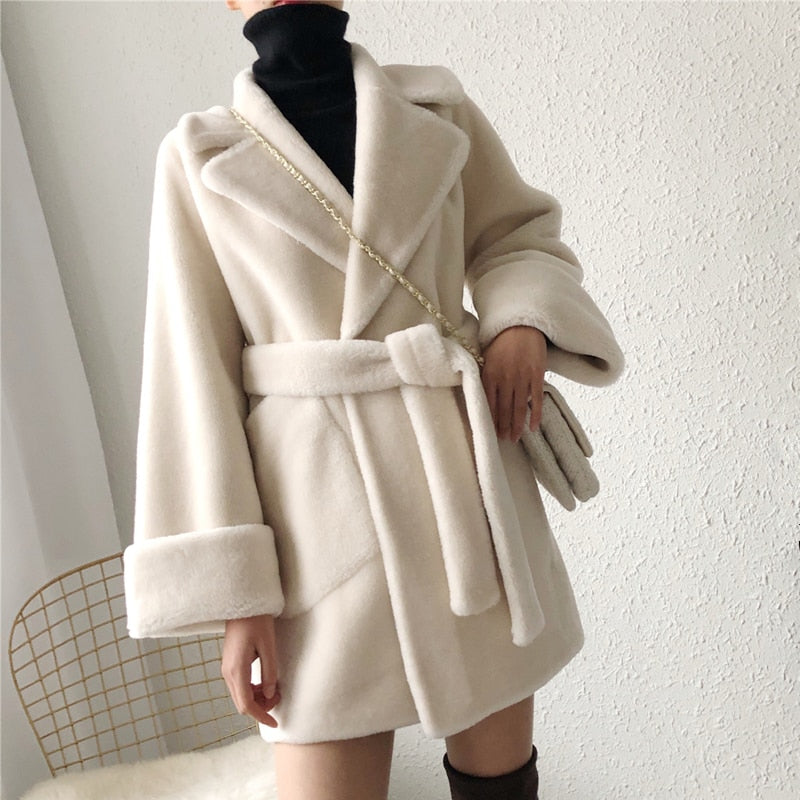 100% Wool Coat Fashion Slim Jackets for Women 2022 Soft Coat Female Autumn Winter Sheep Shearing Coat Ropa Para Mujer