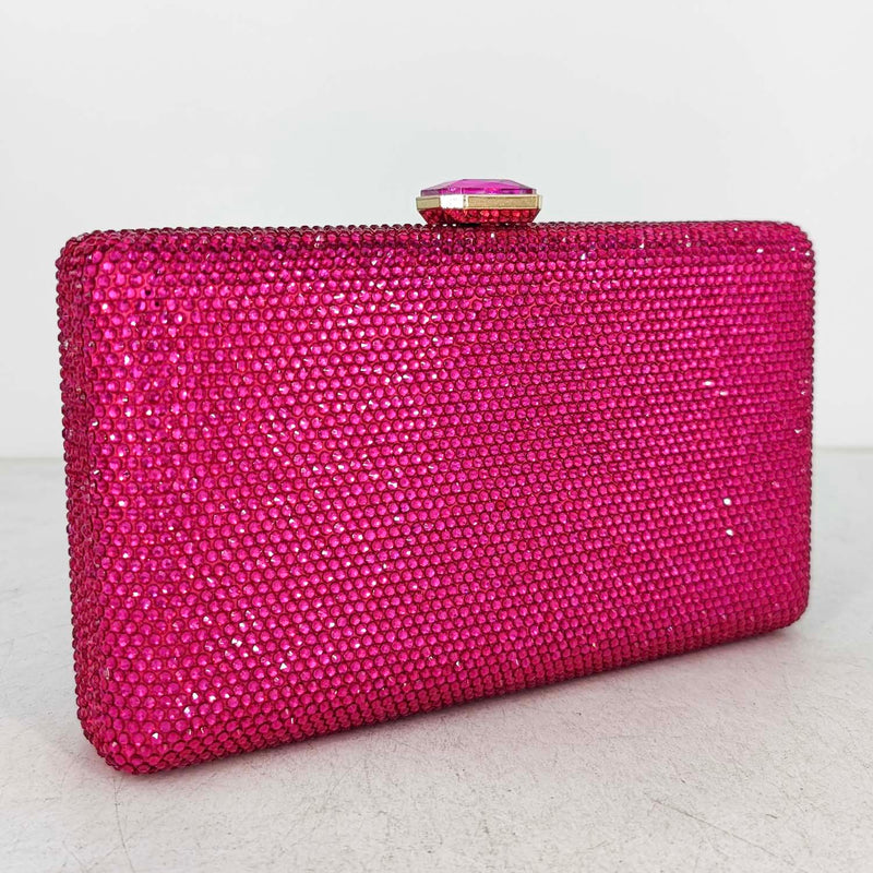 Boutique De FGG Fuchsia Women Crystal Clutch Evening Bags Wedding Bridal Rhinestone Box Handbags Party Dinner Diamond Purse