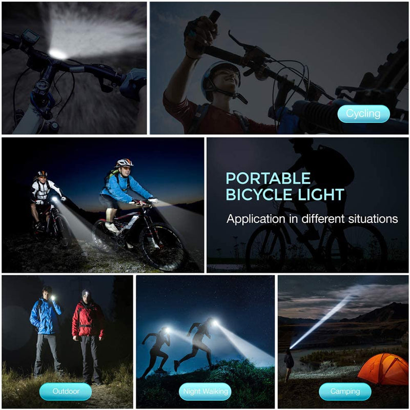 Bicycle Light USB Rechargeable Bike Odometer Front Light Flashlight with Computer LCD Speedometer Cycling Head Lantern Horn