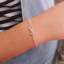 Trustdavis Genuine 925 Sterling Silver Sweet Minimalist Double Layer Infinity CZ Bracelet For Women Wedding Jewelry Gift DS2177