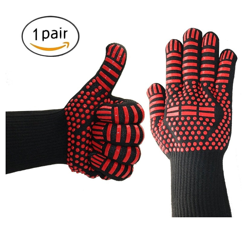 2 Stück Küche Hitzebeständige Handschuhe Ofenhandschuhe Silikonhandschuhe Grill Multifunktionale Topflappen Zum Backen BBQ Guantes Horno