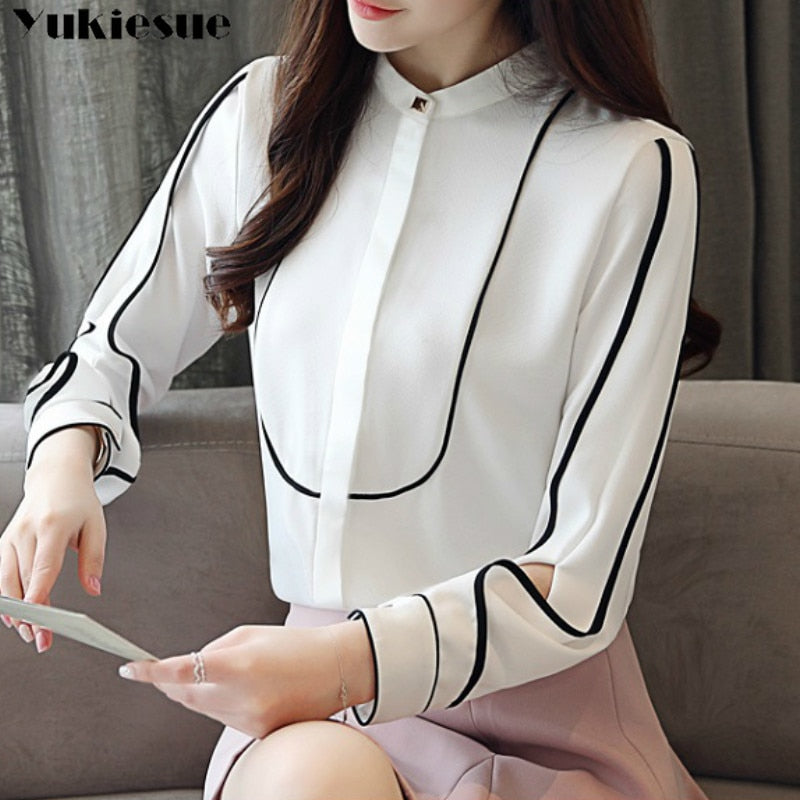 long sleeve OL office summer women&#39;s shirt blouse for women blusas womens tops and blouses chiffon shirts ladie&#39;s top