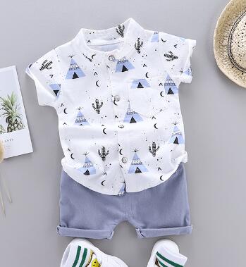 Summer Baby Boy Clothes Set Infant Cartoon Dinosaur Print Short Sleeve Shirt + Pants 1 2 3 4 Years Kid Toddler Boys Outfit