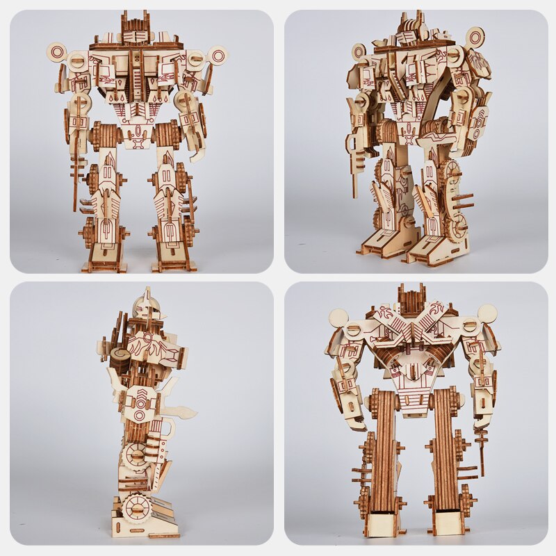 Robot Model Wood Puzzles Laser Cutting 3D Wooden Jigsaw Puzzle Educational Toys DIY Indoor Handmade Boys Toy For Kids Adults