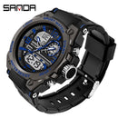 SANDA Brand Men's Watch Military Outdoor Sports Waterproof Watches Dual Display Quartz LED Digital Clock Relogio Masculino