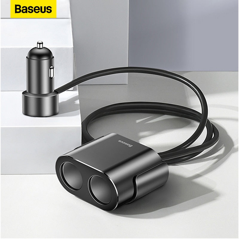 Baseus Cigarette Lighter Splitter 95W Dual USB Car Charger Adapter for Phone Dash Cam Charging