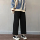 Cusual Pants Women Spring Summer Ankle-length Loose Wide Leg Elastic High Waist Oversize Black Simple Comfortable Elegant Ladies