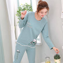 Herbst Dünne 2-teilige Pyjamas Set Frauen Nachtwäsche Lovely Home Anzüge 2021 Rundhals Mädchen Teetasse NachtwäscheLangarm Pyjamas