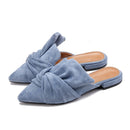 Elegant Ladies Mules Summer Women Slippers Flock Bow-knot Flats Fashion Pointed Toe Ladies Office Shoes Slides Woman Slipper